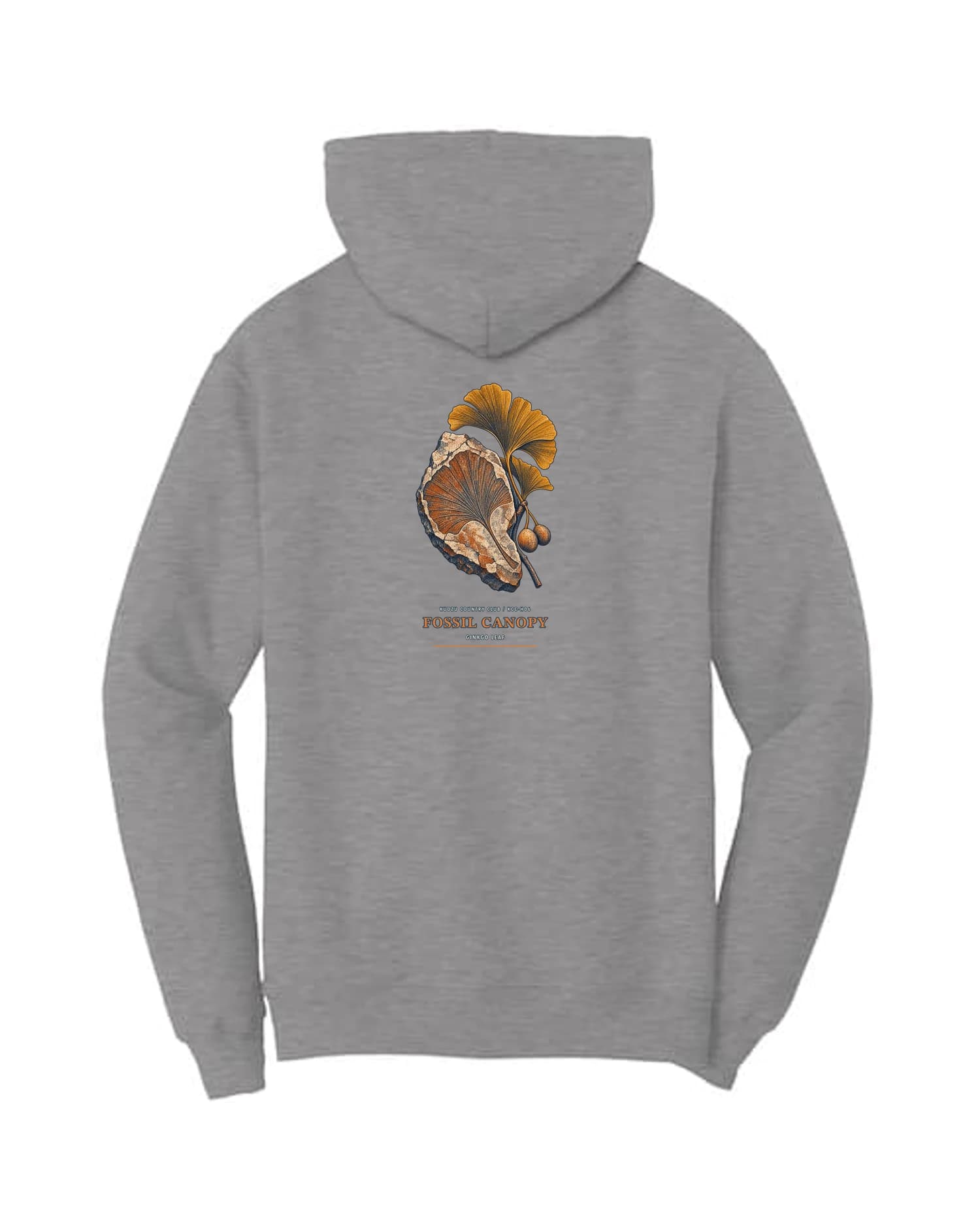Fossil Canopy hoodie in Athletic Heather, back view