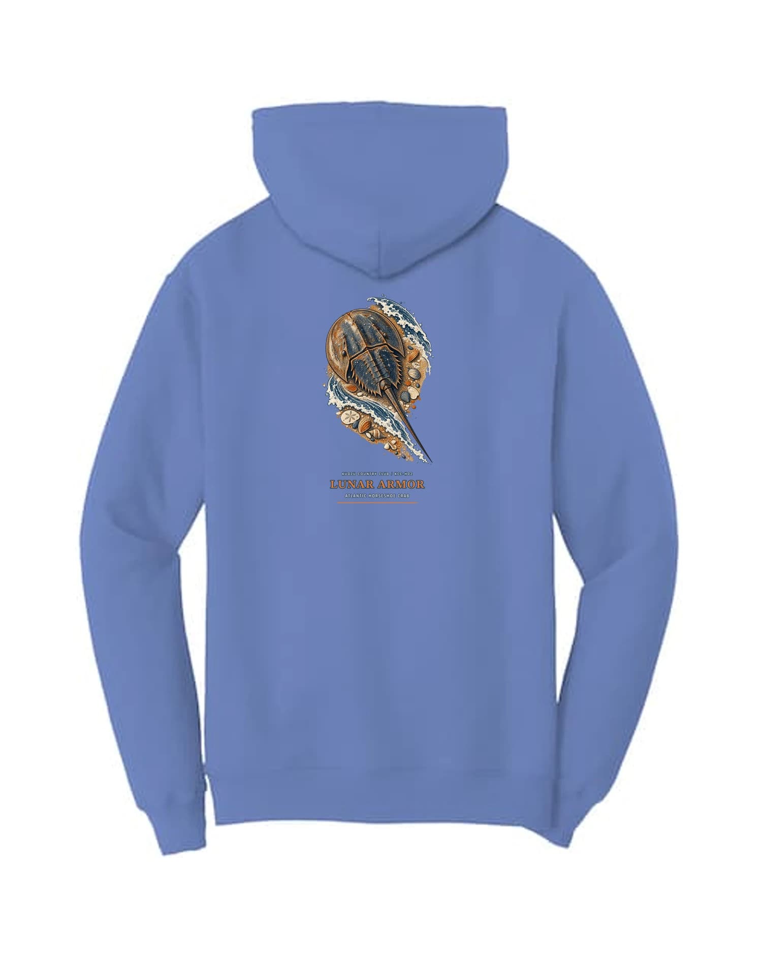 Lunar Armor hoodie in Carolina Blue, back view