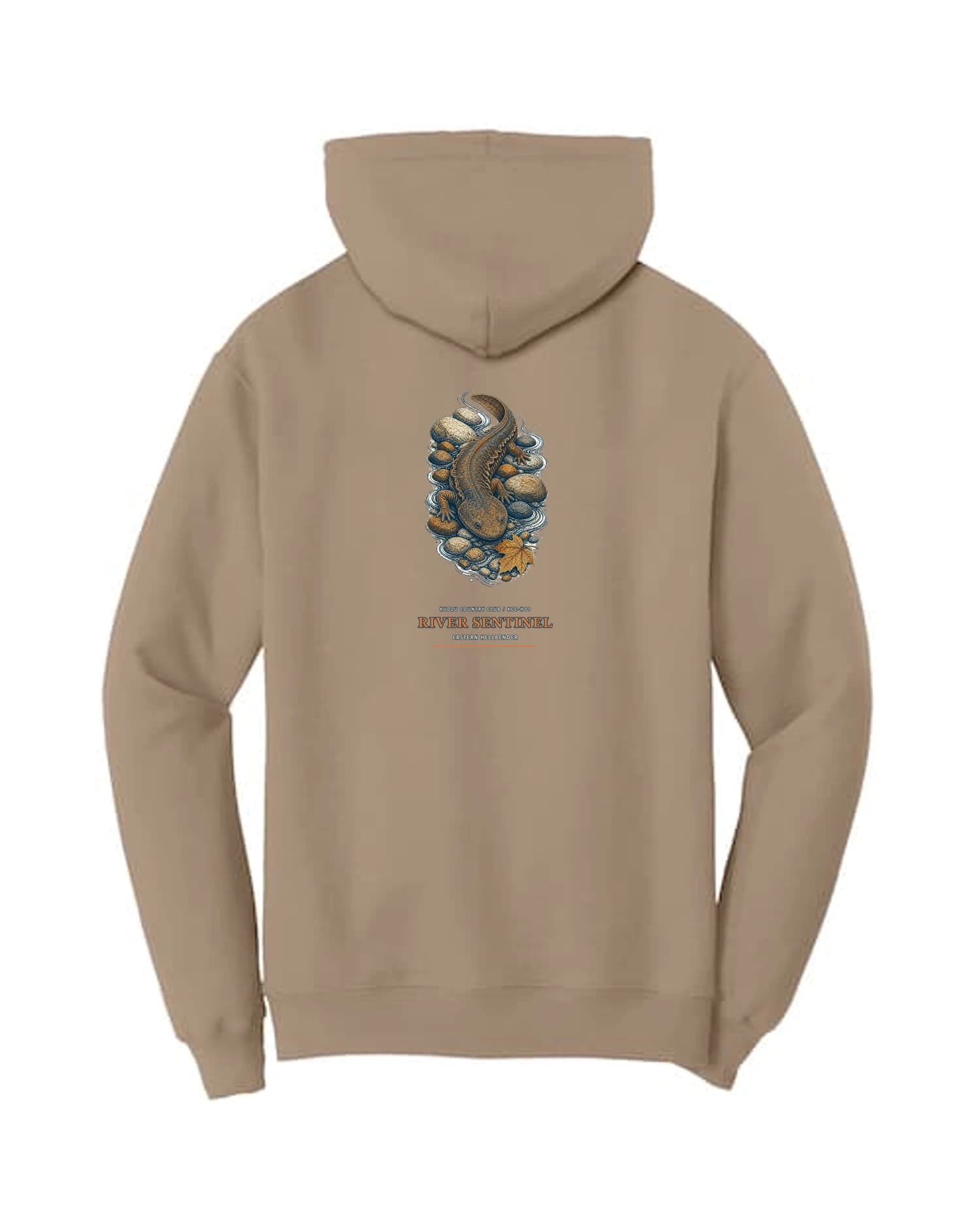 River Sentinel hoodie in Sand, back view