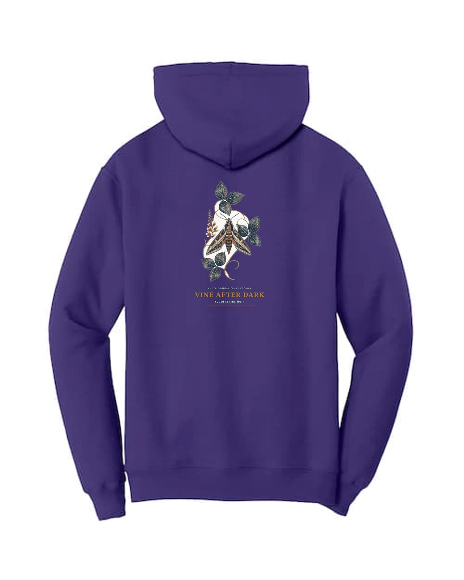Vine After Dark hoodie in Purple, back view
